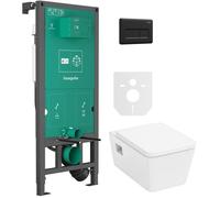 Conjunto taza de inodoro con asiento de cierre suave Hansgrohe EluPura Original Q 60289450, marco empotrado Hansgrohe iFrame universal 01022180, 66001670