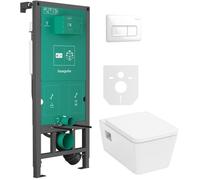 Conjunto taza de inodoro con asiento de cierre suave Hansgrohe EluPura Original Q 60289450, marco empotrado Hansgrohe iFrame universal 01022180, 66001450