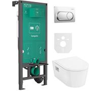 Conjunto taza de inodoro con asiento de cierre suave Hansgrohe EluPura Original S 60288450, marco empotrado Hansgrohe iFrame universal 01022180, 66002000