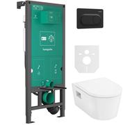 Conjunto taza de inodoro con asiento de cierre suave Hansgrohe EluPura Original S 60288450, marco empotrado Hansgrohe iFrame universal 01022180, 66002670