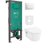 Conjunto taza de inodoro con asiento de cierre suave Hansgrohe EluPura Original S 60288450, marco empotrado Hansgrohe iFrame universal 01022180, 66002700