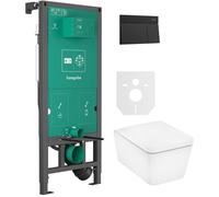 Conjunto taza de inodoro con asiento de cierre suave Hansgrohe EluPura Q 60293450, botón de descarga Hansgrohe Element E 66003670, 01022180