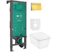 Conjunto taza de inodoro con asiento de cierre suave Hansgrohe EluPura Q 60293450, botón de descarga Hansgrohe Element E 66003990, 01022180