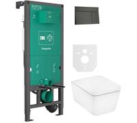 Conjunto taza de inodoro con asiento de cierre suave Hansgrohe EluPura Q 60293450, botón de descarga Hansgrohe Element E 66003340, 01022180