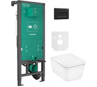 Conjunto taza de inodoro con asiento de cierre suave Hansgrohe EluPura Q 60293450, marco empotrado Hansgrohe iFrame universal 01022180, 66001670