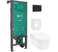 Conjunto taza de inodoro Hansgrohe EluPura S 60193450, marco empotrado Hansgrohe iFrame universal 01022180, 60148450, 66001670
