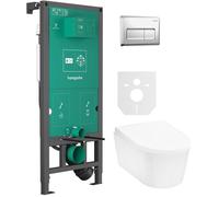 Conjunto taza de inodoro Hansgrohe EluPura S 60193450, marco empotrado Hansgrohe iFrame universal 01022180, 60148450, 66001000