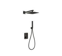 Conjunto termostático para ducha con 3 módulos con un diseño moderno de acabado negro mate Madeira de Imex - Negro / Latón / Imex