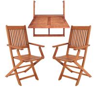 Conjunto terraza 3 piezas de madera mesa colgante y sillas