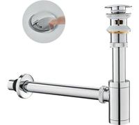 Conjunto universal para sifón de lavabos con desbordamiento, aleación de zinc, válvula de desagüe tipo "pop-up", ajustable de 110 a 120 mm, cromo, 1 1/4 pulgadas