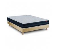 Conjunto viscoflex ortopédico 190 x 105 cm - colchón 22 cm y sommier beige con patas 15 cm, altura total 52 cm.