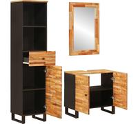 Conjuntos de baño vidaXL con cajones y estante, madera maciza de mango natural