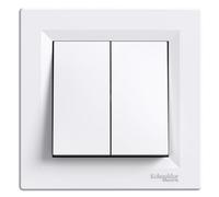 Conmutador doble 10AX 250V color blanco interruptor de pared empotrable incluye marco y mecanismo instalación eléctrica