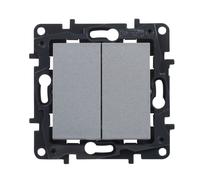 LEGRAND Interruptor o Conmutador Doble componible 10AX para instalación empotrada, Gama Niloé Step, Color Aluminio, 398228