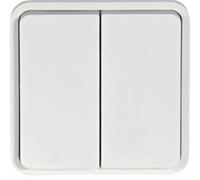 Conmutador doble con indicador luminoso, blanco