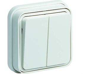 Conmutador doble, empotrar, blanco