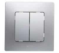 Conmutador doble Niloé Monoblock (Plateado, Montaje en la pared)