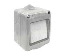 Conmutador estanco IP55, 10A, 250V - Ideal para exteriores y ambientes húmedos, protege circuitos eléctricos de agua y polvo.