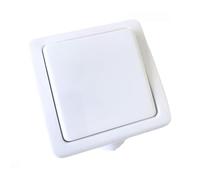 Conmutador exterior IP54, 10A 250V, blanco, ideal para controlar luces y dispositivos eléctricos en exteriores.