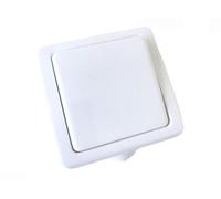 Conmutador exterior IP54 10A 250V blanco, resistente al agua y polvo, ideal para controlar iluminación en exteriores.