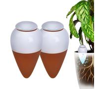 Conos de arcilla para riego Relaxdays, juego de 2, 350 ml, terracota/blanco