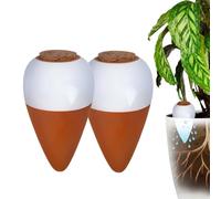 Conos de arcilla para riego Relaxdays, juego de 2, 350 ml, terracota/blanco