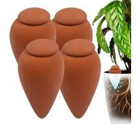 Conos de arcilla para riego Relaxdays, juego de 4, 350 ml, terracota