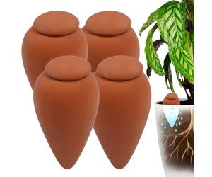 Conos de arcilla para riego Relaxdays, juego de 4, 350 ml, terracota