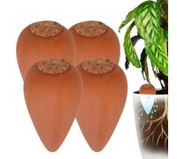 Conos de arcilla para riego Relaxdays, juego de 4, 350 ml, terracota | Ayuda para regar con tapa, para plantas de interior y jardineras de balcón