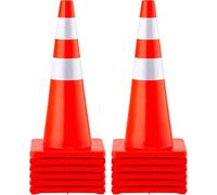 Conos de seguridad, de 73 cm (28 pulgadas) de altura, paquete de 12. Conos de tráfico naranja de PVC con 2 bandas reflectantes y base con peso, utilizados para controlar el tráfico, señalizar entradas