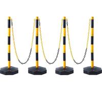 Conos delimitadores de tráfico ajustables, paquete de 4, barrera delimitadora de seguridad vial con base rellenable y cadena de 2,4 metros, para señalización de tráfico, advertencia en estacionamiento