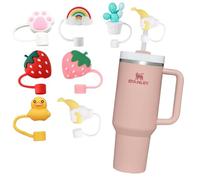 Conquerall 7PCS Tapas de pajita de diferentes formas Tapas de pajita de silicona de calidad alimentaria diseñadas para pajitas de 10 mm Stanley 30oz y 40oz Accesorios para tazas de pajita
