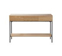 Consola de 3 cajones con 1 estante inferior, decoración de madera y metal negro, l120 cm - tessa 80.5 cm