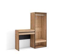 Consola de entrada Skraut Home, Mueble con cajón, 130x35x145cm, Recibidor, Vestidor abierto, Varios Colores disponibles Oak
