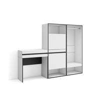 Skraut Home, Consola entrada, mueble con cajón, organizador de zapatos, 190x35x145cm, Recibidor, Zapatero, Vestidor abierto, Estilo Moderno White