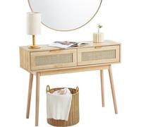 Consola de mimbre con 2 cajones de almacenamiento y puerta corredera de estilo natural