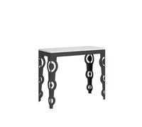 Consola extensible 90x40/196 cm Karamay Small Evolution Blanco Fresno Estructura Antracita - Itamoby