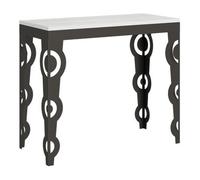 Consola Extensible 90x40/196 Cm Karamay Small Evolution Fresno Blanco Estructura Antracita