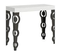 Consola Extensible 90x40/196 Cm Karamay Small Fresno Blanco Estructura Antracita