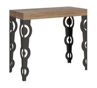 Consola Extensible 90x40/196 Cm Karamay Small Roble Natural Estructura Antracita