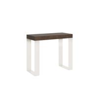 Consola extensible 90x40/196 cm Tecno Small Nogal Estructura Blanca - Itamoby