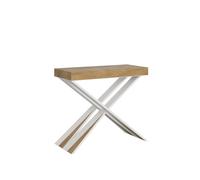 Consola extensible 90x40/300 cm Diago Roble Nature Estructura Blanca - Itamoby