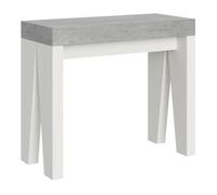 Consola Extensible 90x40/300 Cm Naxy Mix Tapa Cemento - Patas Fresno Blanco