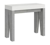 Consola Extensible 90x40/300 Cm Naxy Mix Tapa Fresno Blanco - Patas Cemento