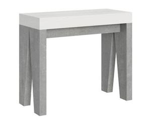 Consola Extensible 90x40/300 Cm Naxy Mix Tapa Fresno Blanco - Patas Cemento