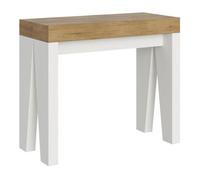 Consola Extensible 90x40/300 Cm Naxy Mix Tapa Roble Natural - Patas Fresno Blanco
