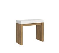 Consola extensible 90x40/300 cm Roxell Mix tapa Fresno Blanco - estructura Roble Natural - Itamoby