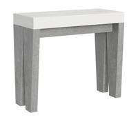 Consola Extensible 90x40/300 Cm Spimbo Mix Tapa Fresno Blanco - Patas Cemento