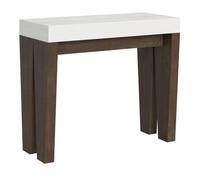 Consola Extensible 90x40/300 Cm Spimbo Mix Tapa Fresno Blanco - Patas Nogal