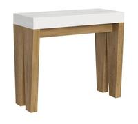 Consola Extensible 90x40/300 Cm Spimbo Mix Tapa Fresno Blanco - Patas Roble Natural